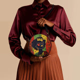 "Aina" Flame Red Circle Crossbody Bag