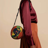 "Aina" Flame Red Circle Crossbody Bag