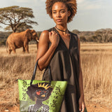 "Aina" Lime Pop Leather Tote Bag