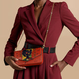 "Aina" Flame Red Envelope Chain Crossbody Bag