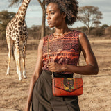 "Aina" Flame Red Envelope Chain Crossbody Bag