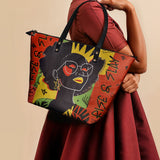 "Aina" Flame Red Leather Tote Bag