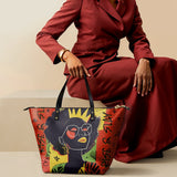 "Aina" Flame Red Leather Tote Bag