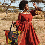 "Aina" Flame Red Leather Tote Bag