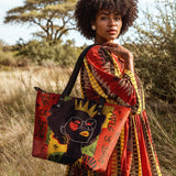 "Aina" Flame Red Leather Tote Bag