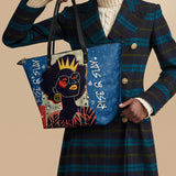 "Aina" Blueberry Snow Leather Tote Bag