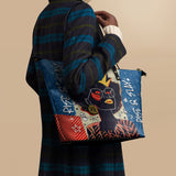 "Aina" Blueberry Snow Leather Tote Bag