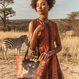 "Aina" Orange Sorbet Leather Tote Bag